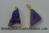 NGP4102 22*35mm - 24*40mm triangle druzy quartz pendants wholesale