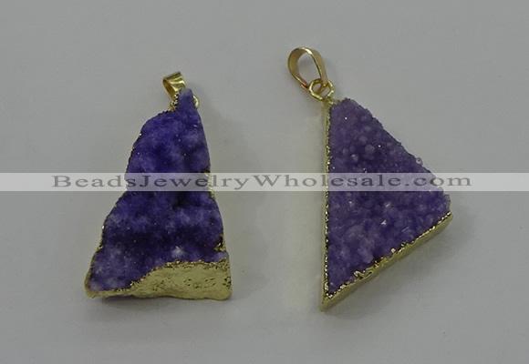 NGP4102 22*35mm - 24*40mm triangle druzy quartz pendants wholesale