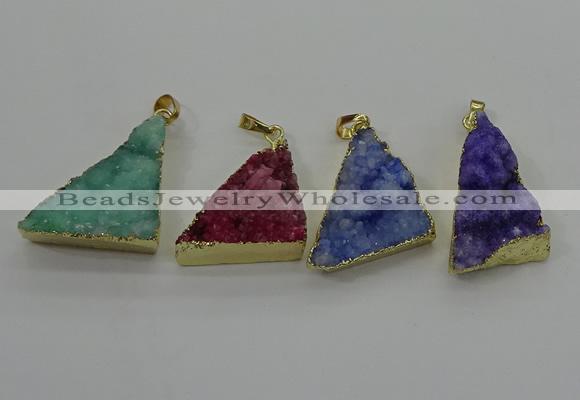 NGP4108 22*35mm - 24*40mm triangle druzy quartz pendants wholesale