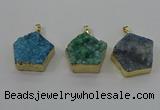 NGP4119 28*28mm - 30*30mm pentagon druzy quartz pendants wholesale