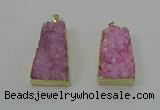 NGP4124 22*35mm - 24*40mm trapezoid druzy quartz pendants wholesale