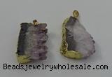 NGP4143 25*30mm - 30*35mm freeform druzy amethyst pendants