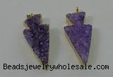 NGP4155 20*45mm - 22*48mm arrowhead druzy quartz pendants