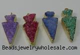 NGP4160 20*45mm - 22*48mm arrowhead druzy quartz pendants