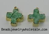 NGP4167 30*32mm cross druzy quartz pendants wholesale