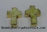 NGP4173 30*48mm - 32*50mm cross druzy quartz pendants wholesale