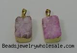 NGP4224 16*25mm - 18*25mm rectangle druzy quartz pendants wholesale