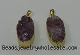 NGP4242 18*35mm oval druzy amethyst pendants wholesale