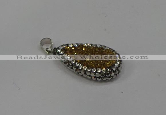 NGP4275 14*23mm flat teardrop plated quartz pendants wholesale