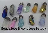 NGP4302 10*30mm - 15*45mmmm nuggets plated quartz pendants