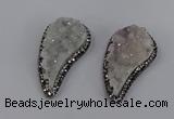 NGP4313 20*40mm - 25*50mm wing-shaped druzy quartz pendants