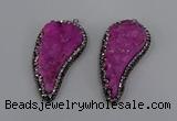 NGP4316 20*40mm - 25*50mm wing-shaped druzy quartz pendants