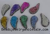 NGP4321 20*40mm - 25*50mm wing-shaped druzy quartz pendants