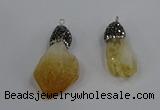 NGP4326 18*35mm - 20*40mm nuggets druzy citrine pendants