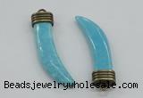 NGP4516 12*50mm - 12*55mm horn blue turquoise pendants wholesale