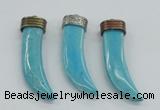 NGP4528 15*55mm - 15*60mm horn blue turquoise pendants wholesale