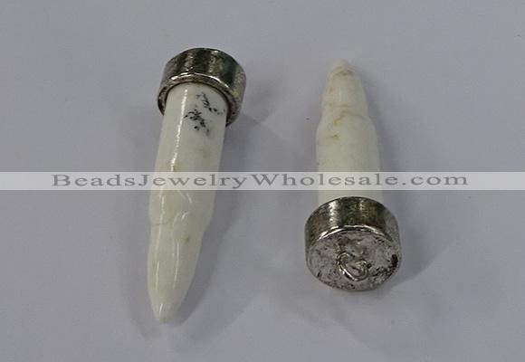 NGP4536 15*52mm bullet-shaped white howlite turquoise pendants