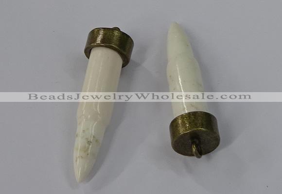 NGP4537 15*52mm bullet-shaped white howlite turquoise pendants