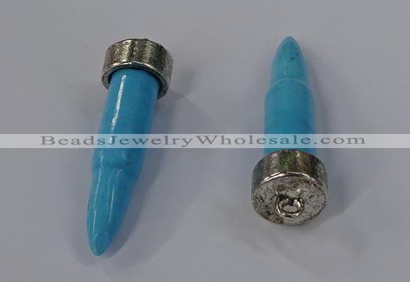 NGP4540 15*52mm bullet-shaped white howlite turquoise pendants