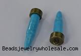 NGP4541 15*52mm bullet-shaped white howlite turquoise pendants