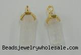 NGP5026 8*30mm sticks white crystal gemstone pendants wholesale