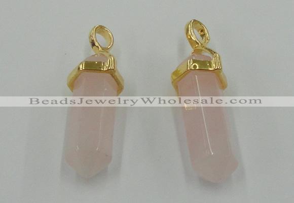 NGP5027 8*30mm sticks rose quartz gemstone pendants wholesale