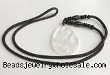 NGP5590 White crystal freeform pendant with nylon cord necklace