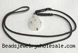 NGP5602 Black rutilated quartz teardrop pendant with nylon cord necklace