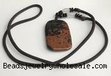 NGP5621 Mahogany obsidian rectangle pendant with nylon cord necklace