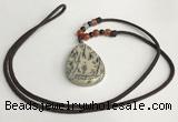 NGP5628 Jasper flat teardrop pendant with nylon cord necklace