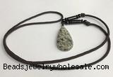 NGP5633 Jasper flat teardrop pendant with nylon cord necklace