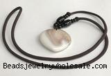 NGP5636 Shell flat teardrop pendant with nylon cord necklace