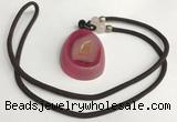 NGP5653 Agate flat teardrop pendant with nylon cord necklace