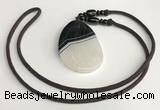 NGP5665 Agate flat teardrop pendant with nylon cord necklace