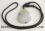 NGP5668 Agate flat teardrop pendant with nylon cord necklace