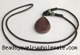 NGP5694 Agate flat teardrop pendant with nylon cord necklace