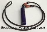 NGP5704 Agate tube pendant with nylon cord necklace