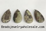 NGP5747 20*40mm flat teardrop rainforest agate pendants