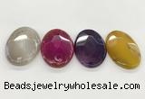 NGP5820 32*50mm faceted oval agate gemstone pendants wholesale