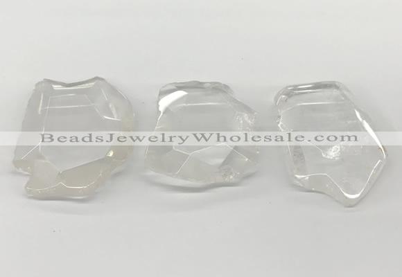 NGP5841 35*55mm - 45*65mm faceted freeform white crystal pendants