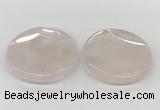 NGP5844 50mm flat round rose quartz pendants wholesale