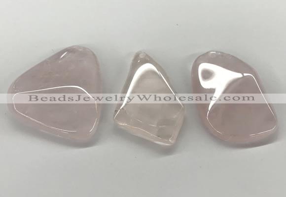 NGP5849 28*45mm - 40*55mm freeform rose quartz slab pendants