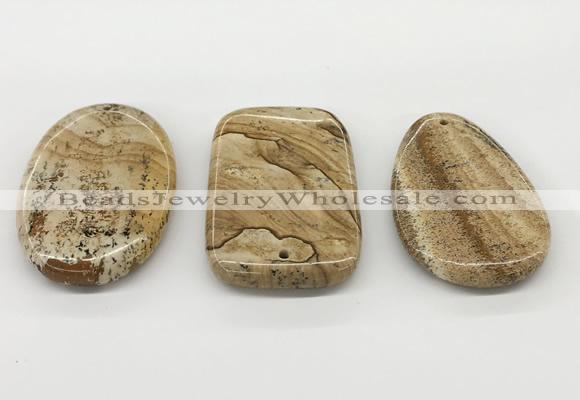 NGP5871 35*55mm freeform picture jasper pendants wholesale