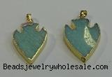 NGP6001 22*30mm - 25*35mm arrowhead amazonite gemstone pendants