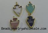 NGP6005 22*30mm - 25*35mm arrowhead mixed gemstone pendants