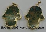 NGP6032 22*40mm - 25*45mm hamsahand sea sediment jasper pendants