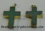 NGP6037 30*40mm - 35*45mm cross green aventurine pendants