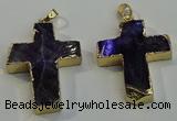 NGP6038 30*40mm - 35*45mm cross amethyst pendants