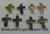 NGP6044 30*40mm - 35*45mm cross mixed gemstone pendants