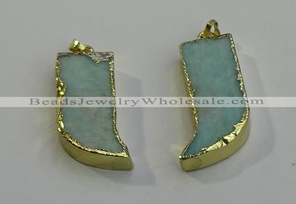 NGP6055 15*40mm - 18*45mm horn amazonite pendants